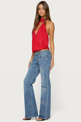 Lizah High Neck Cutout Wrap Top