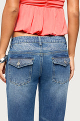 Raiva Low Rise Rhinestone Flared Jeans