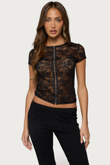 Jessi Sheer Lace Hook & Eye Top