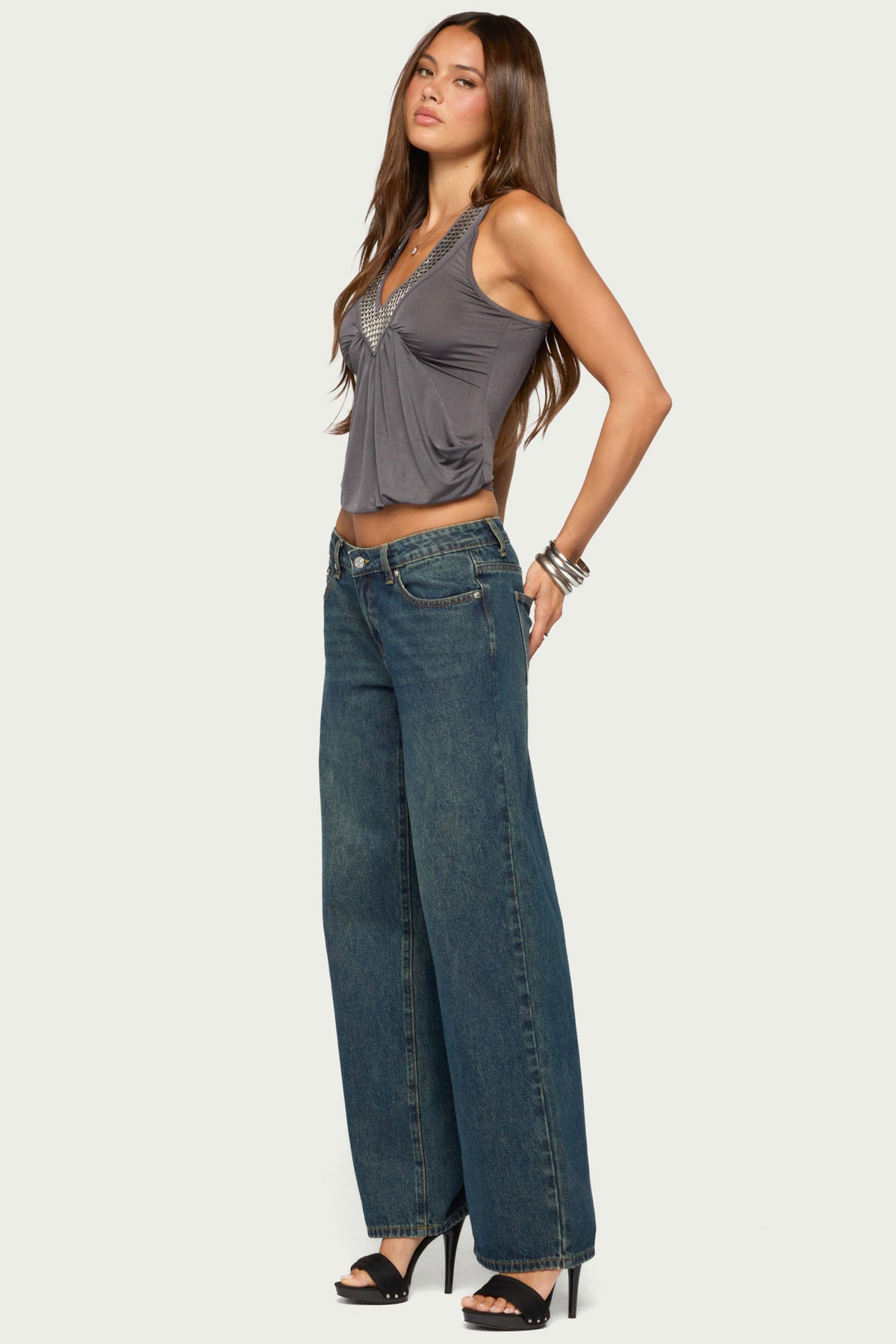 Brise Studded Draped Top