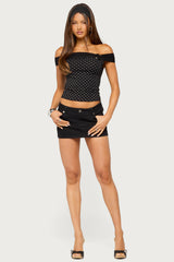 Eela Off Shoulder Polka Dot Top