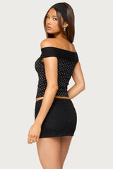 Eela Off Shoulder Polka Dot Top