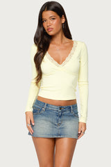 Aima Lacey V Neck Top