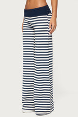 Fina Contrast Foldover Striped Pants