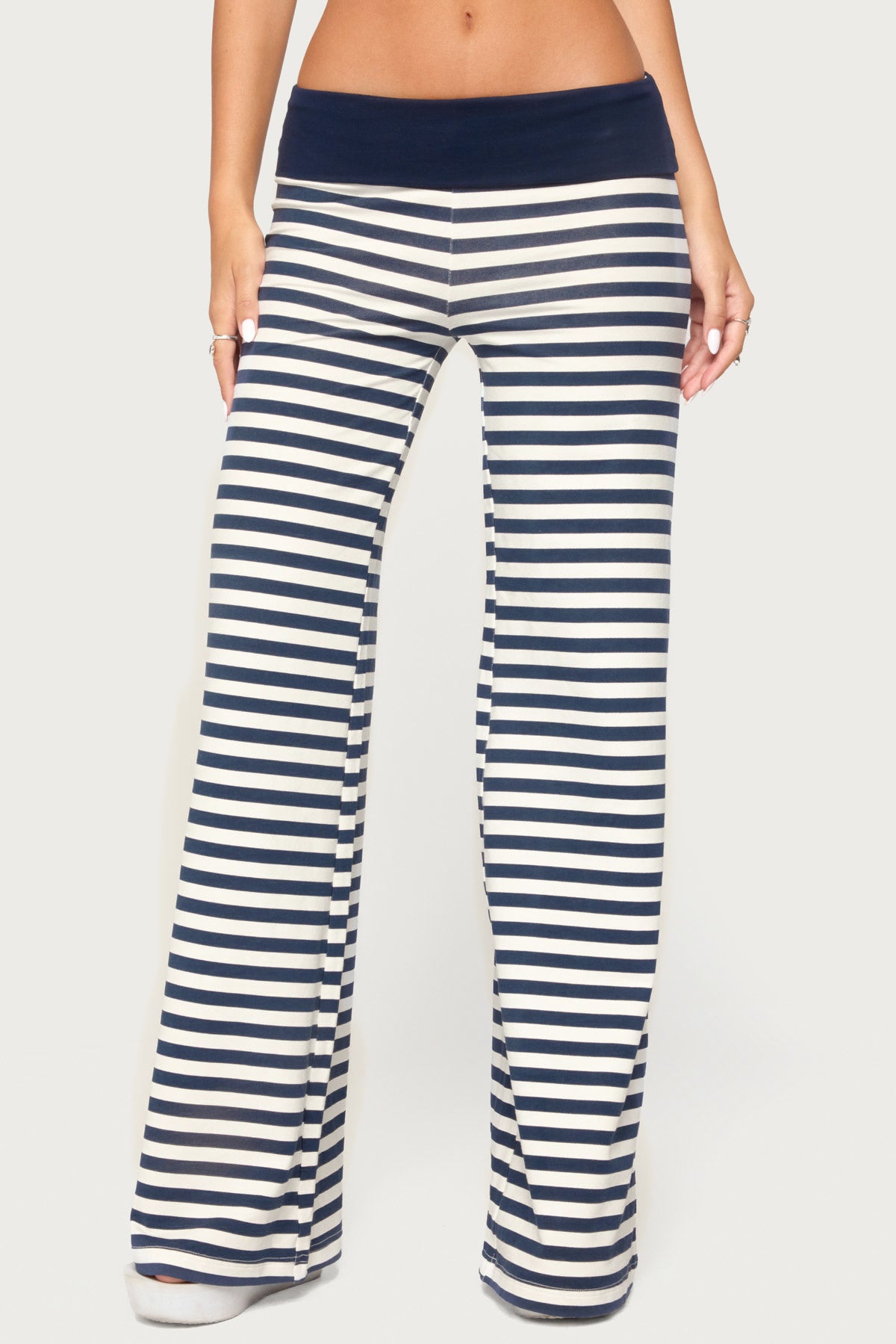 Fina Contrast Foldover Striped Pants