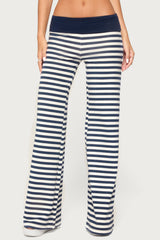 Fina Contrast Foldover Striped Pants