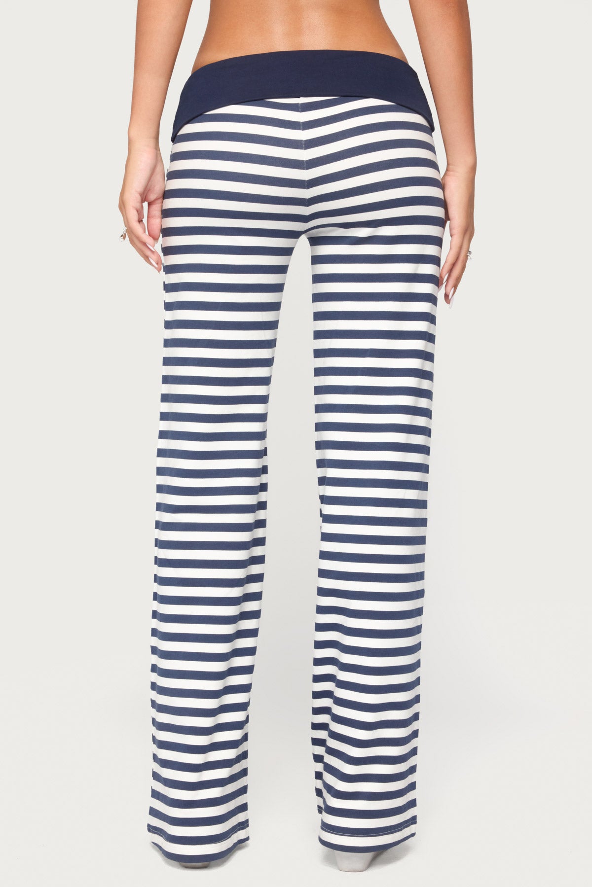 Fina Contrast Foldover Striped Pants