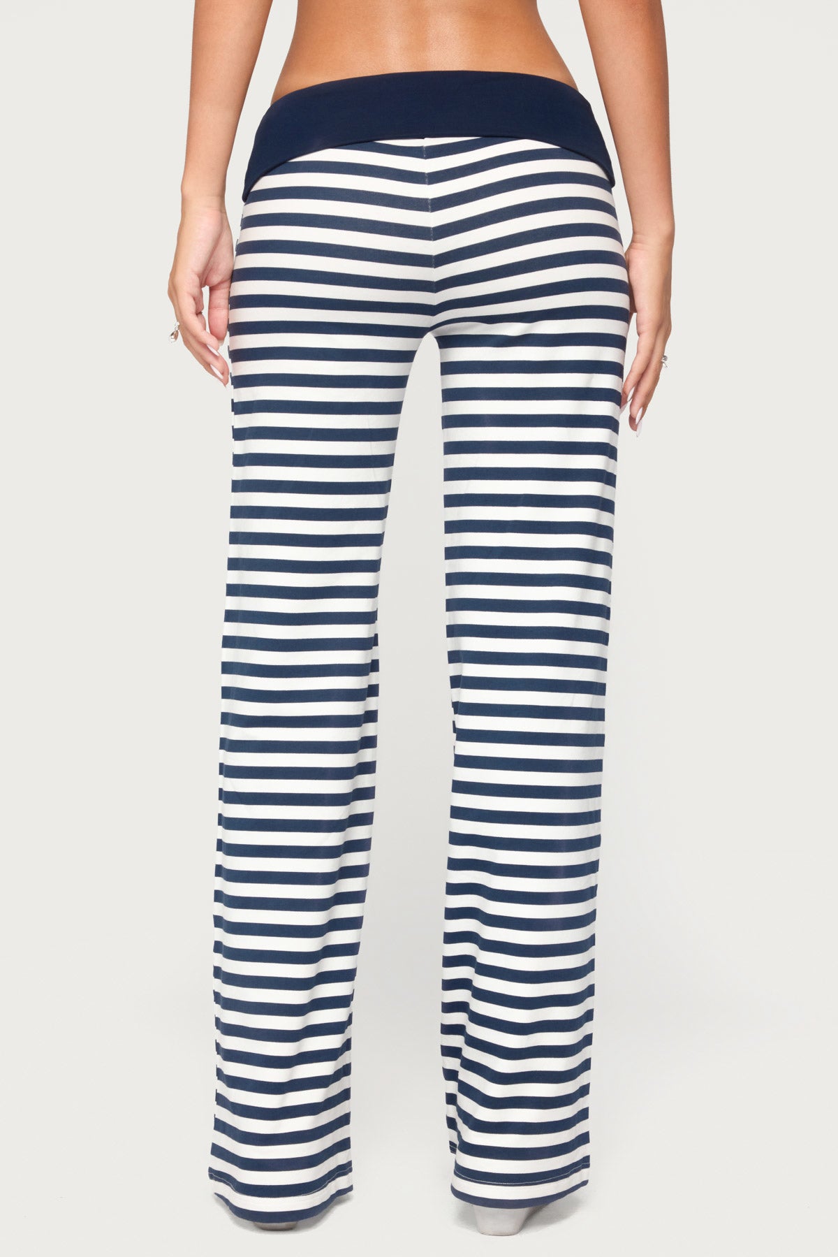 Fina Contrast Foldover Striped Pants