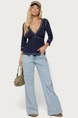 Parah Contrast Babydoll Top