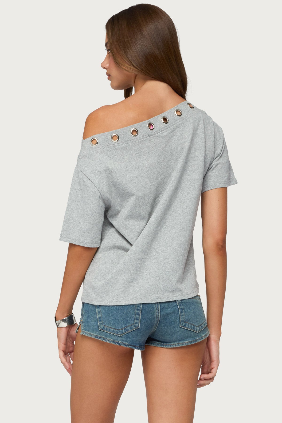 Leslee Grommet Off Shoulder T Shirt