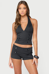 Leala Button Halter Top