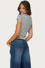 Bonita Striped Button Up Top