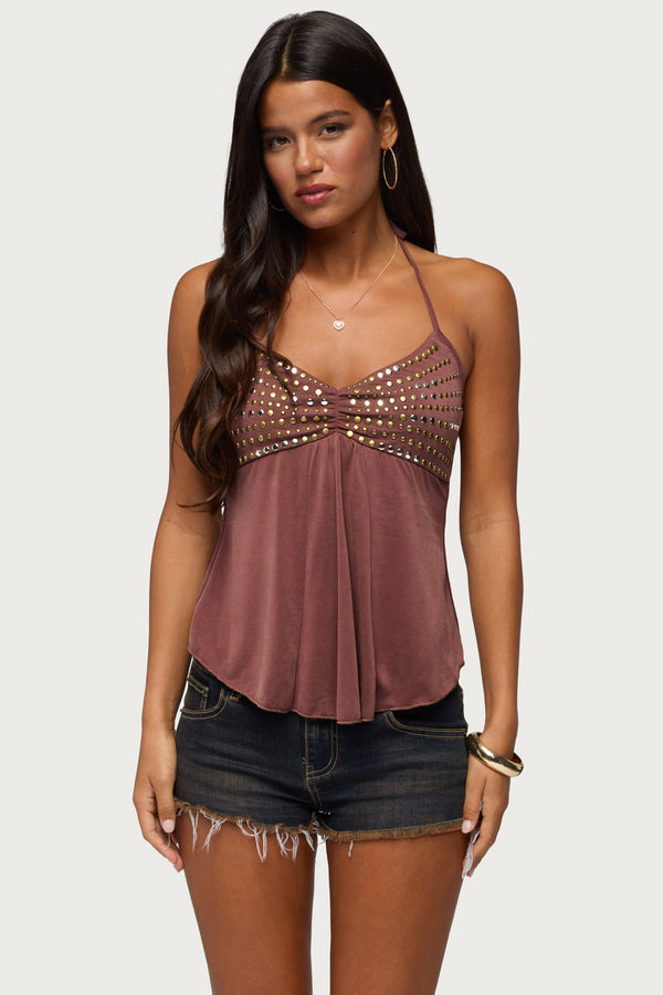Ivana Studded Halter Top