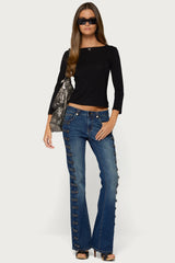 Bailie Lace Back Quarter Sleeve Top