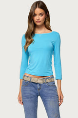 Bailie Lace Back Three-Quarter Sleeve Top
