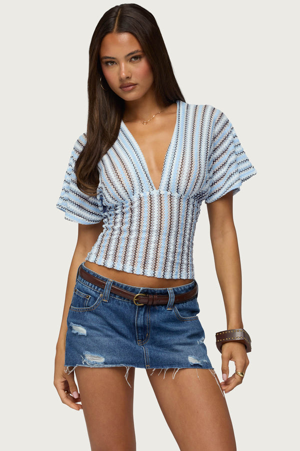 Alwyn Flutter Crochet Zigzag Top