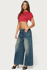 Vacie Cropped Boat Neck Top
