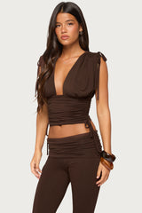 Bardi Drawstring Ruched Flutter Top