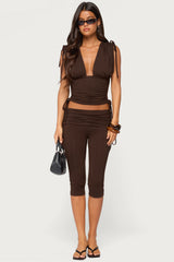 Bardi Drawstring Ruched Flutter Top