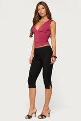 Boba Ruched V Neck Tank Top