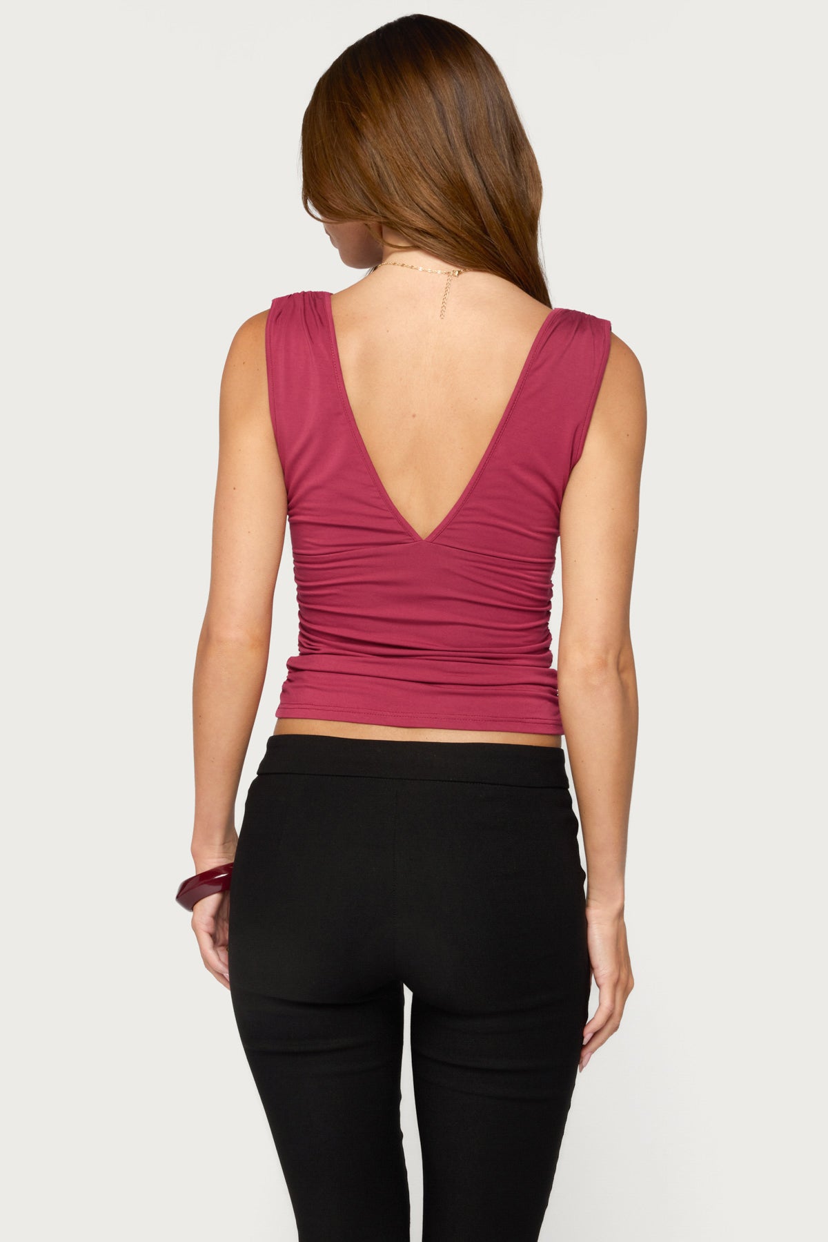 Boba Ruched V Neck Tank Top