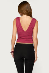 Boba Ruched V Neck Tank Top
