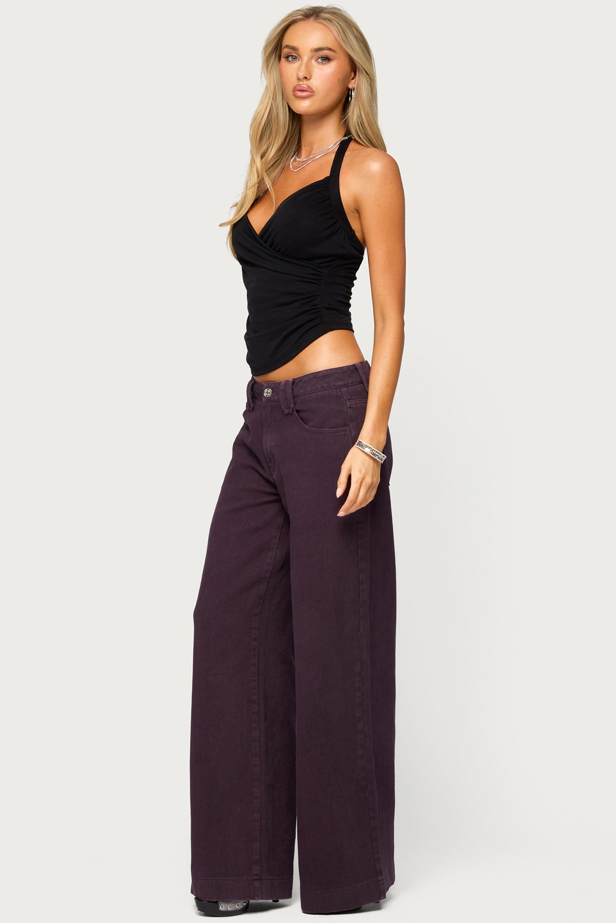 Taile Ruched Wrap Halter Top