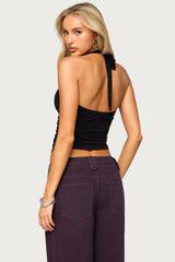 Taile Ruched Wrap Halter Top