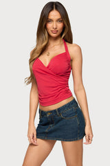 Taile Ruched Wrap Halter Top
