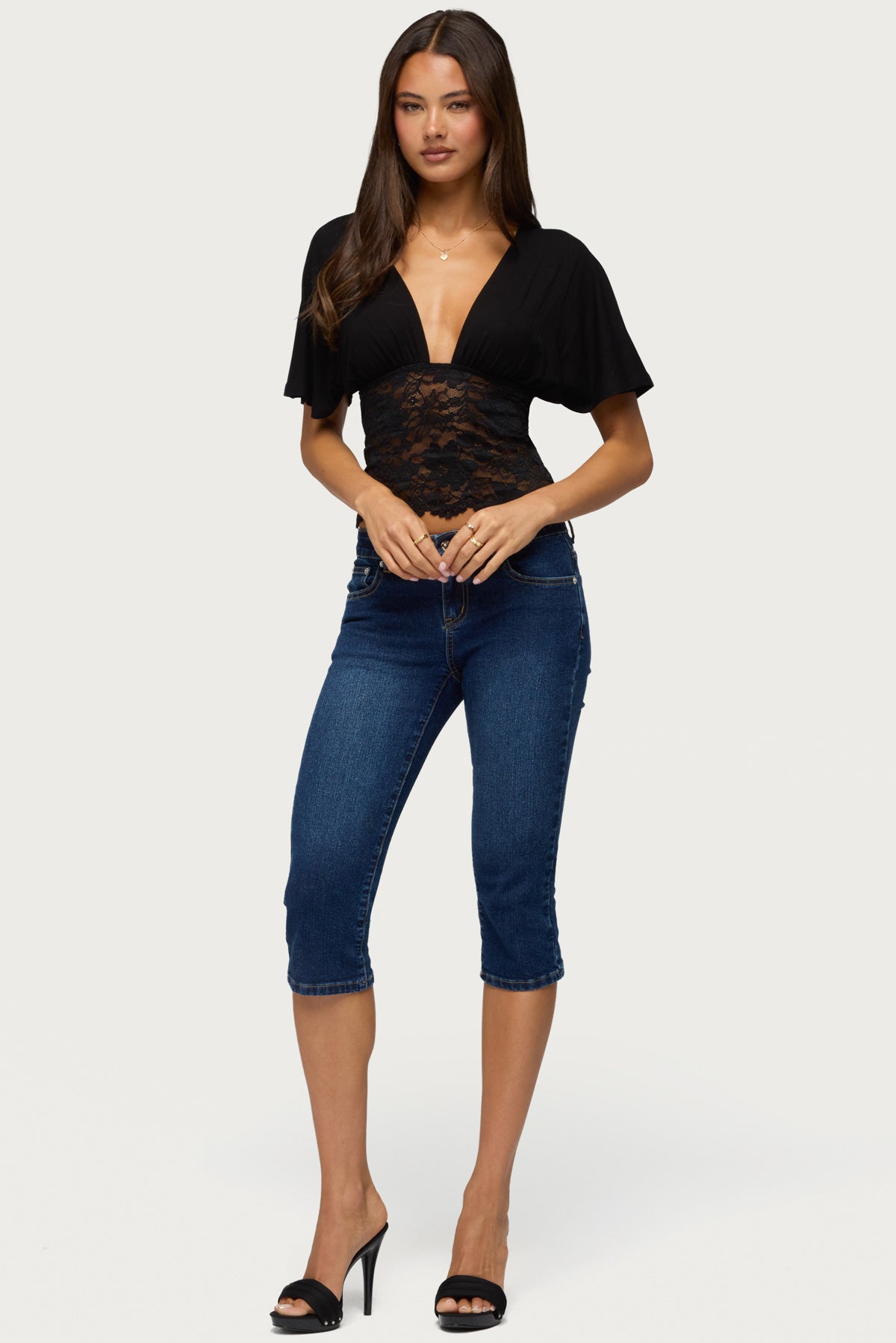 Jaeda Lacey Flutter Plunging Top