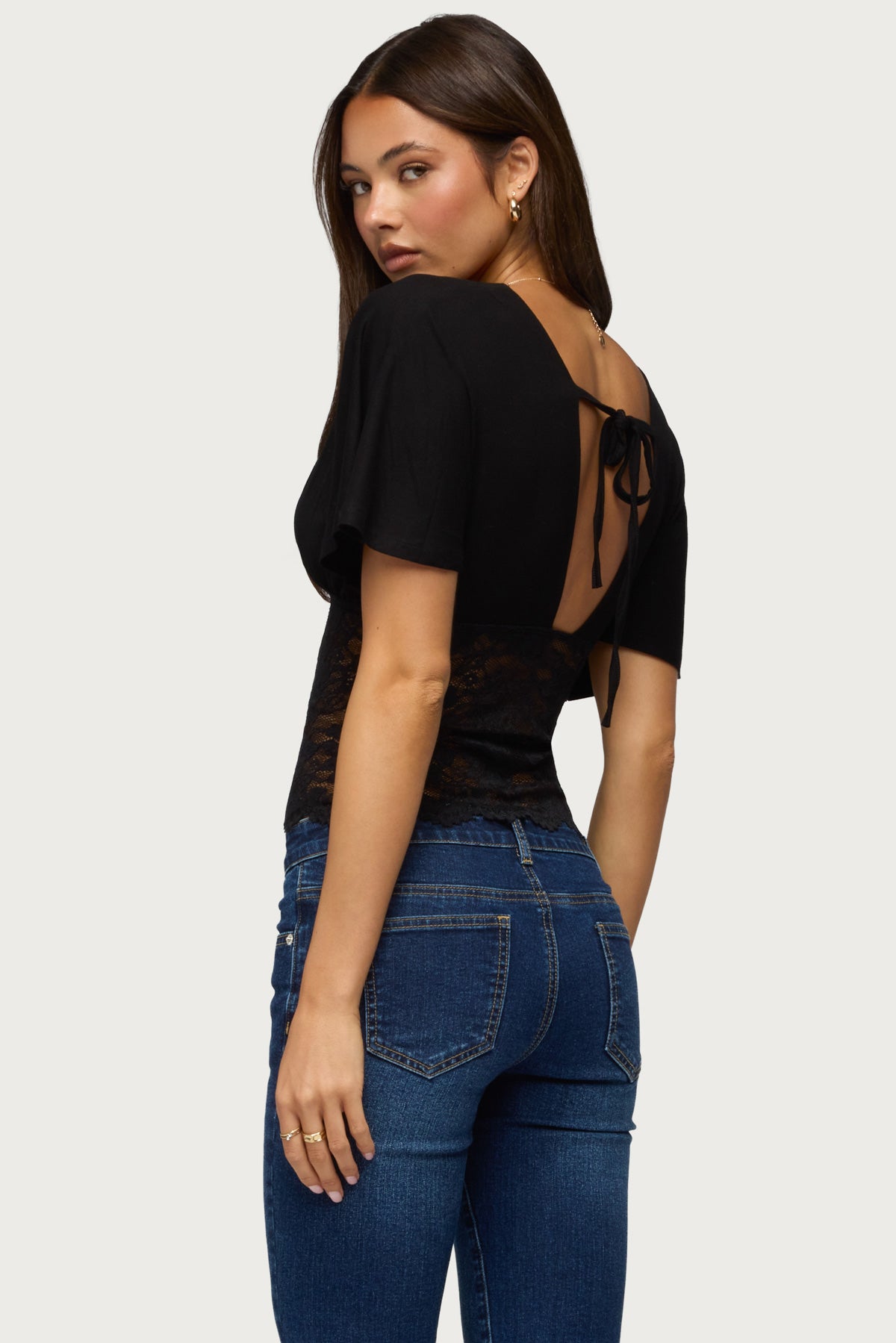 Jaeda Lacey Flutter Plunging Top