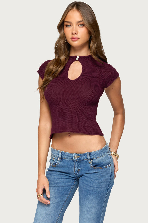 Meridyth Keyhole Cutout Knit Top view 1