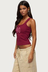 80 Stripey Ribbed Tank Top