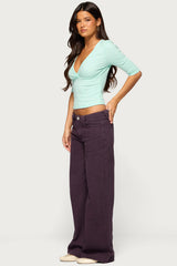 Garla V Neck Three-Quarter Sleeve Top