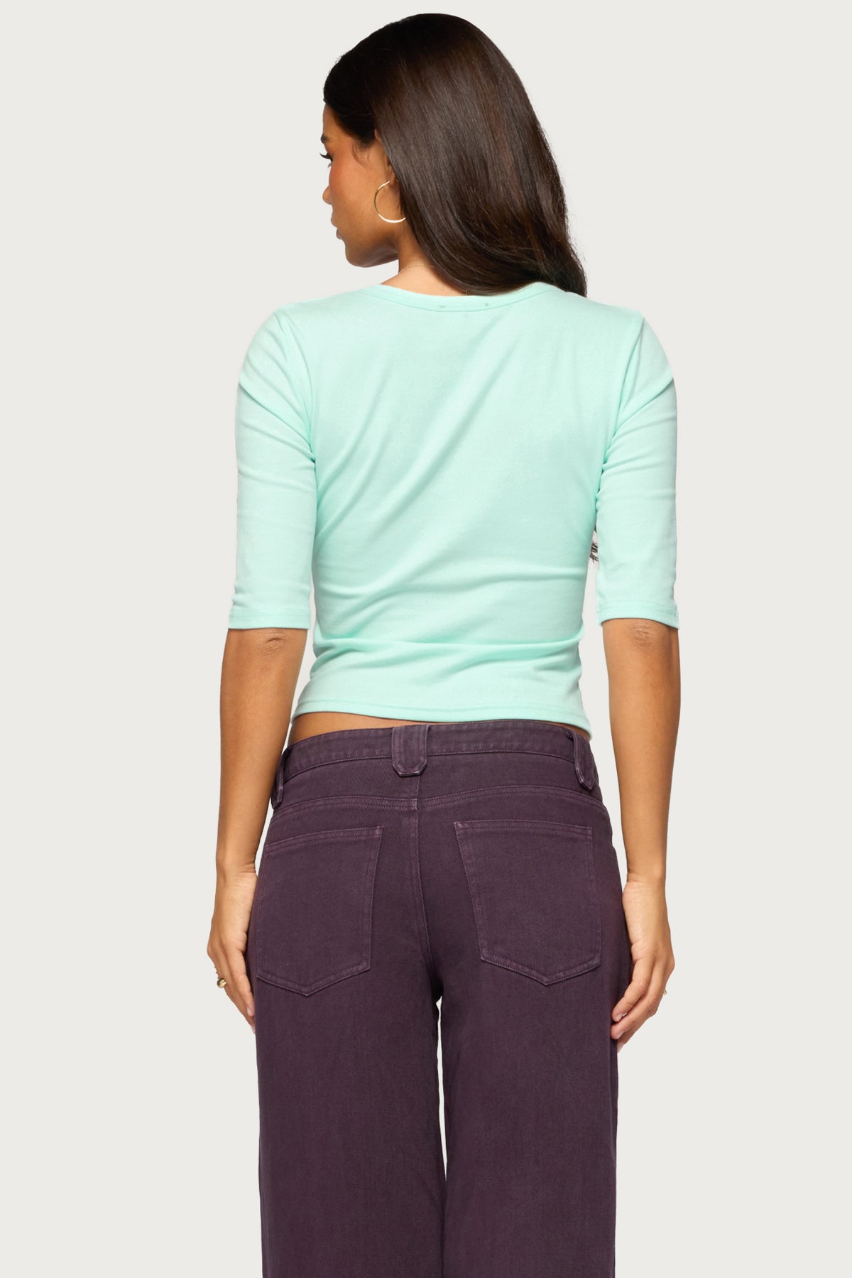 Garla V Neck Three-Quarter Sleeve Top