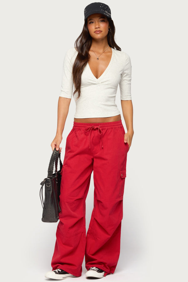 Garla V Neck Three-Quarter Sleeve Top