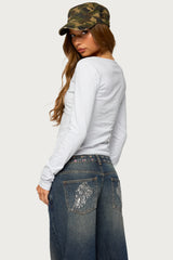 Feva V Neck Long Sleeve Top