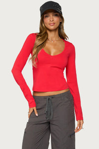 Feva V Neck Long Sleeve Top
