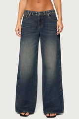 Sauly Low Rise Grommet & Wing Jeans