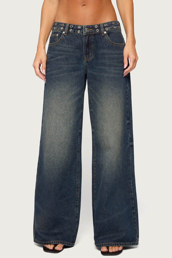 Sauly Low Rise Grommet And Wing Jeans view 2
