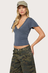 Naci Flutter V Neck Top