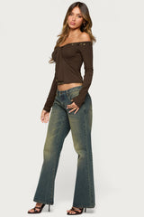 Aili Coin Charm Off Shoulder Top