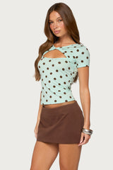 Saydee Polka Dot Twisted Cutout Top