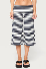 Kelia Striped Foldover Bermuda Shorts