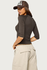 Agnez Quarter Sleeve Raglan Top