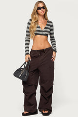 Meira Striped Knit Wrap Crop Top