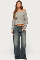 Leva Off Shoulder Knitted Sweater