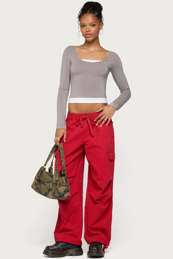 Maira Long Sleeve Constrast Layered Top