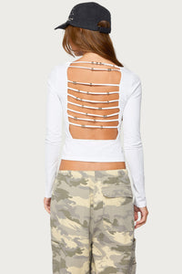 Coeli Beaded Strappy Open Back Top