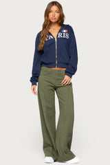 Pascale Stitched Low Rise Wide Leg Jeans